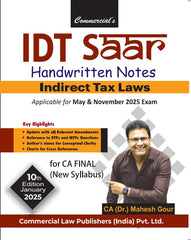 Commercial's Indirect Tax Laws (IDT SAAR Handwritten Notes) Book for CA Final by CA Mahesh Gour