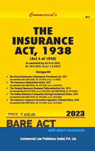 Commercial's Insurance Act, 1938 Bare Act book