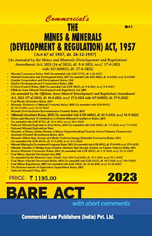 Commercial's Mines and Minerals (Development and Regulation) Act, 1957 (As amended by the Mines and Minerals (Development & Regulation) Amendment Act, 2023 Bare Act book
