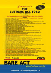 Commercial's Customs Act, 1962 As amended by The Finance Act, 2025 Bare Act book
