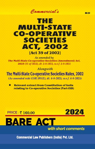 Commercial's Multi State Co-operative Societies Act, 2002 Bare Act book