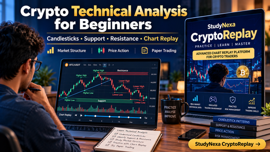StudyNexa CryptoReplay crypto technical analysis course for beginners with candlesticks support resistance and chart replay