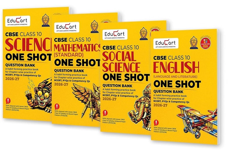 Educart One-shot CBSE Class 10 Question Bank Bundle Books - Science, Mathematics, Social Science and English