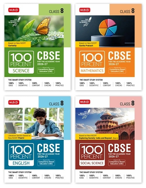 100 Percent For Class 8 CBSE Board Exam - Science, Mathematics, English and Social Science Part-1 (Combo) Books By MTG Learning