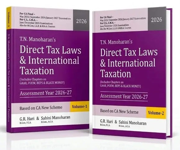 Snow White Direct Tax Laws & International Taxation (Set of 2 Volumes) - Books for CA/CS/CMA by TN Manoharan, GR Hari