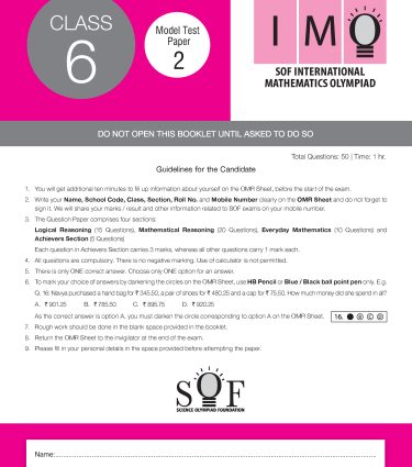 IMO Class-6 Olympiad Previous Years Papers (PYP) Mathematics with Sample OMR Sheet- Book by MTG Learning