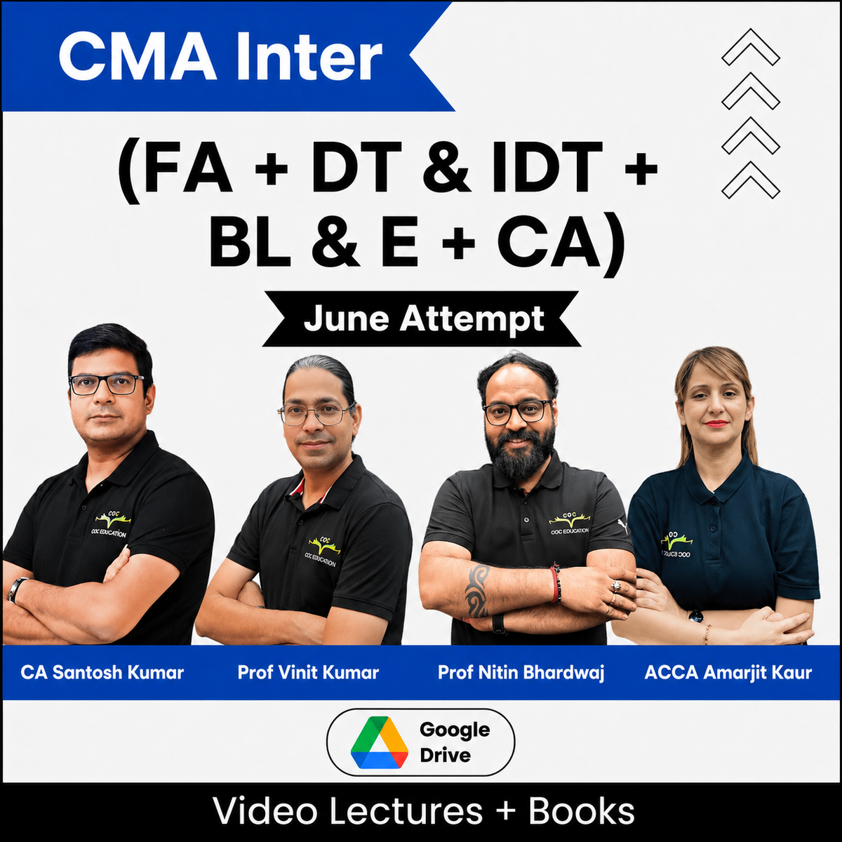 CMA Inter (FA + DTIDT + BLE + CA) Combo Video Lectures by CA Santosh Kumar, Prof Vinit Kumar, Prof Nitin Bhardwaj, ACCA Amarjit Kaur June Attempt (Download)