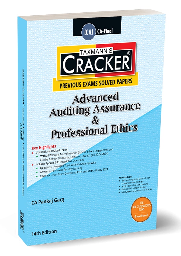 Taxmann Cracker - Advanced Auditing Assurance & Professional Ethics Book for CA Final by CA Pankaj Garg.