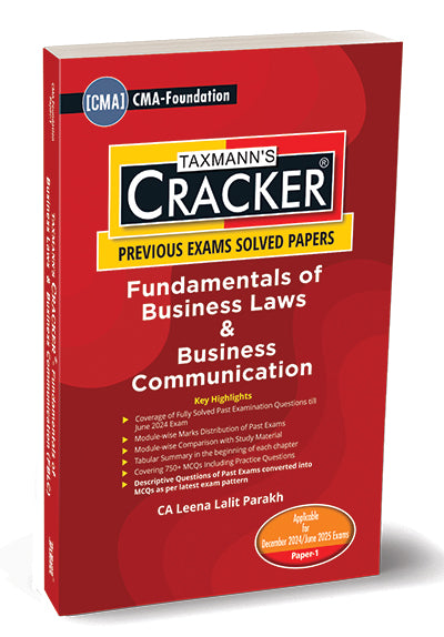 Taxmann Cracker - Fundamentals of Business Laws and Business Communication Book for CMA Foundation by Leena Lalit Parakh