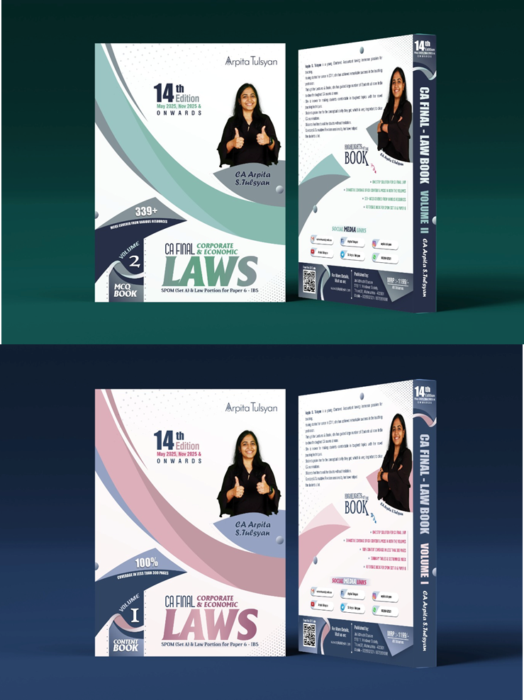 CA Final (2023 Scheme) Corporate & Economic Laws (SPOM) Content & MCQ Book (Set of 2 Volumes) by CA Arpita Tulsyan