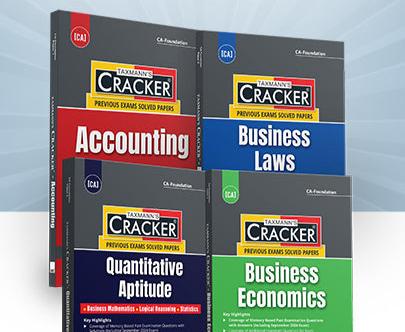 Taxmann Cracker Combo Papers 1 to 4 (Accounts, Law, Maths, LR & Stats, and Economics) Set of 4 Books for CA Foundation