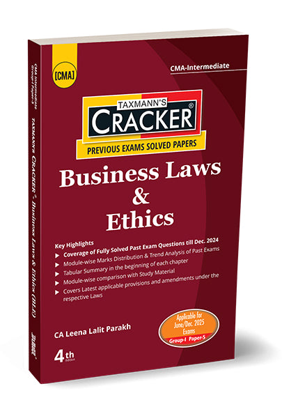 Taxmann Cracker -Business Laws and Ethics Book for CMA Inter by Leena Lalit Parakh