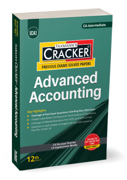 Taxmann Cracker - Advanced Accounting book for CA Intermediate By Parveen Sharma, Kapileshwar Bhalla