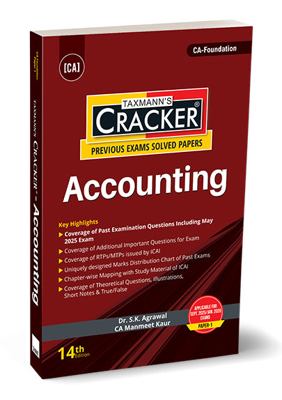 Taxmann Cracker - Accounting Book for CA Foundation by S.K. Agrawal, Manmeet Kaur.
