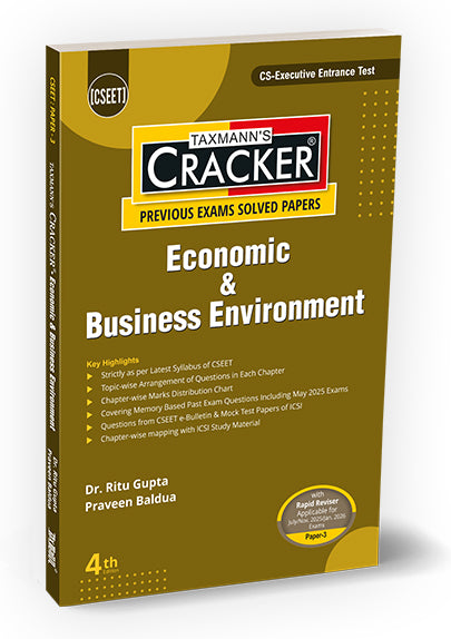 Taxmann Cracker -Economic & Business Environment (Paper 3) Book for CSEET by Ritu Gupta, Praveen Baldua