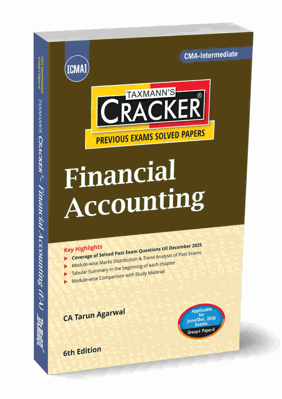 Taxmann Cracker - Financial Accounting (FA) Book for CMA Inter by Tarun Agarwal