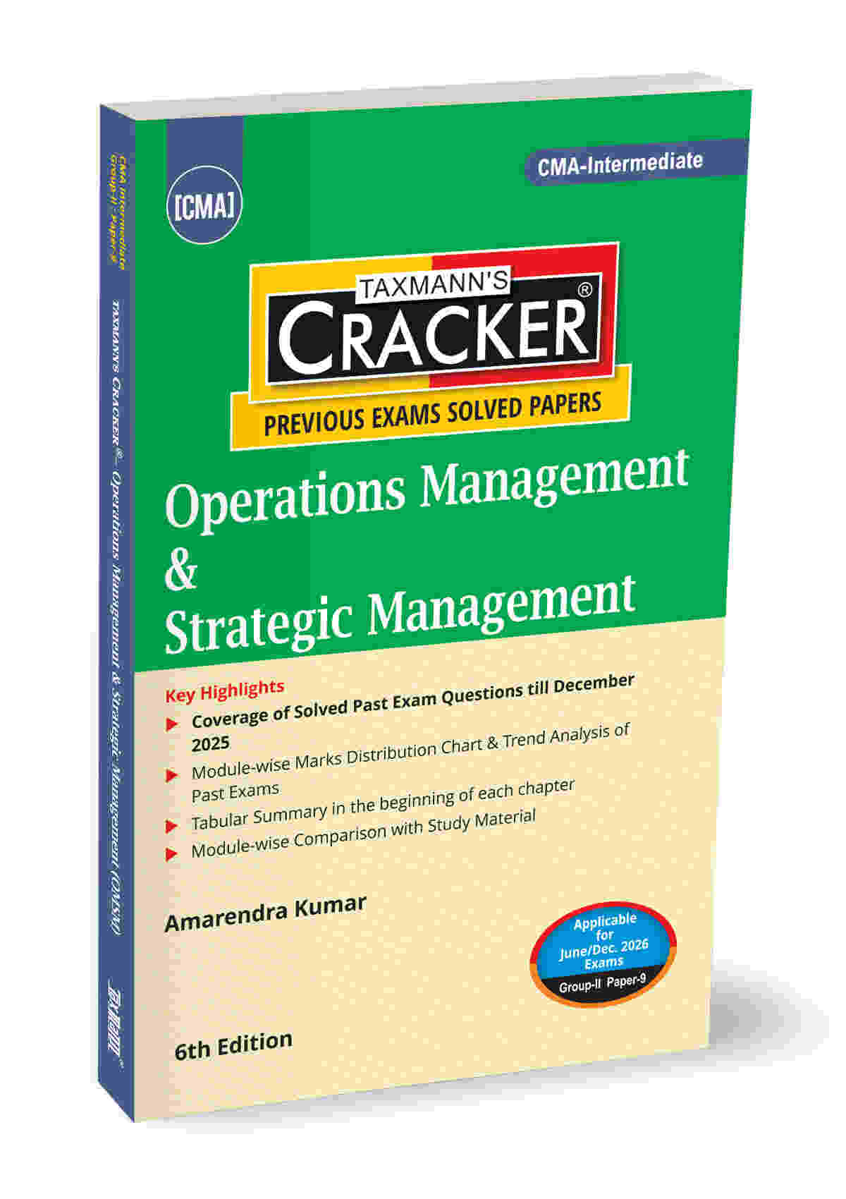 Taxmann Cracker - Operations Management and Strategic Management Book for CMA Inter by Amarendra Kumar