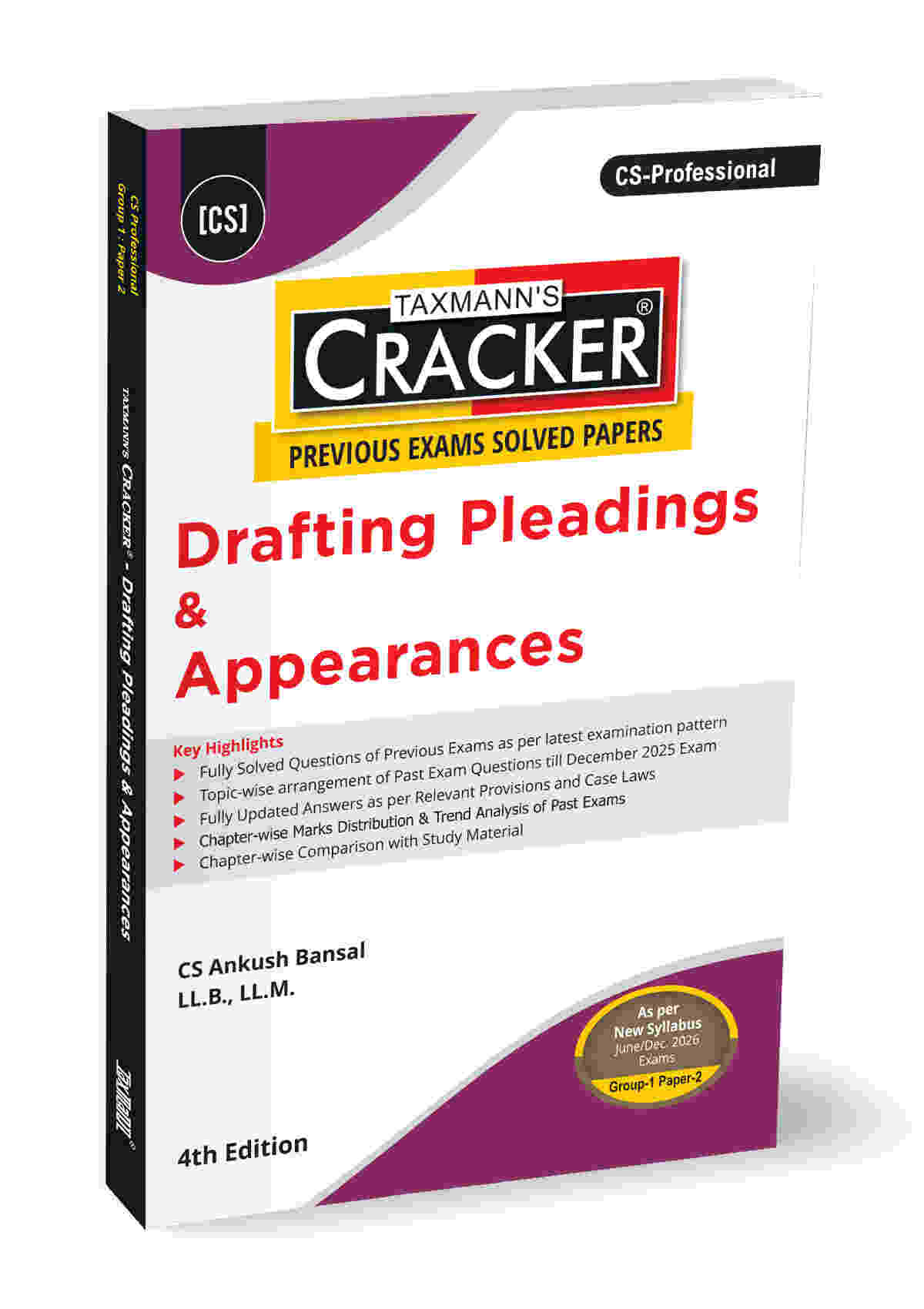 Taxmann Cracker - Drafting Pleadings & Appearances (DPA) Book for CS Professional by Ankush Bansal