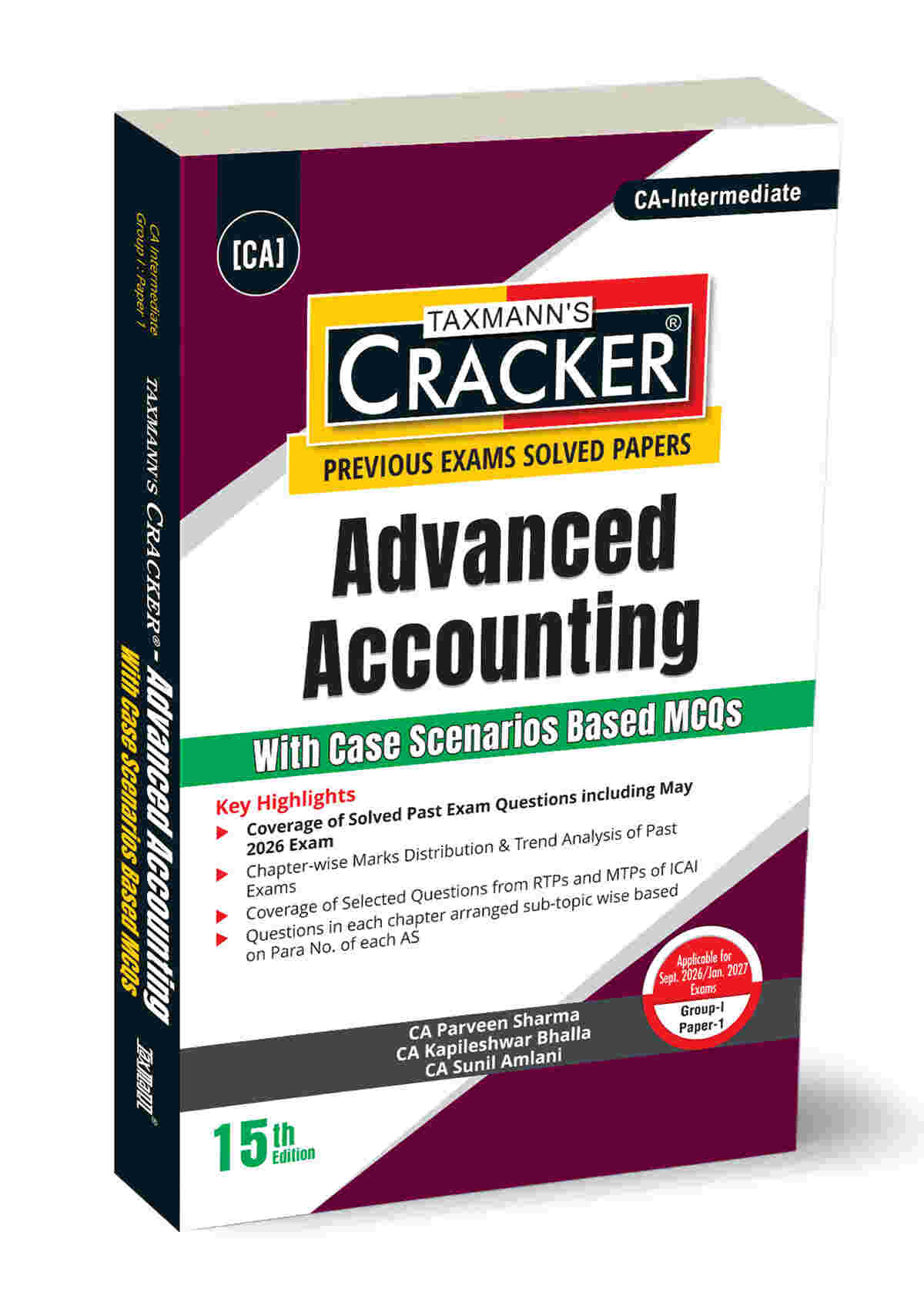 Taxmann Cracker - Advanced Accounting book for CA Intermediate By Parveen Sharma, Kapileshwar Bhalla