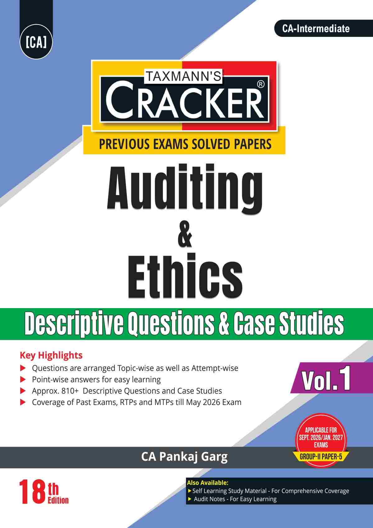 Taxmann Cracker - Auditing & Ethics For CA Intermediate By CA Pankaj Garg