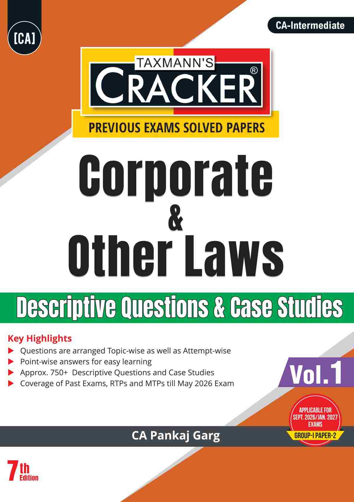 Taxmann Cracker - Corporate & Other Laws for CA Intermediate by CA Pankaj Garg