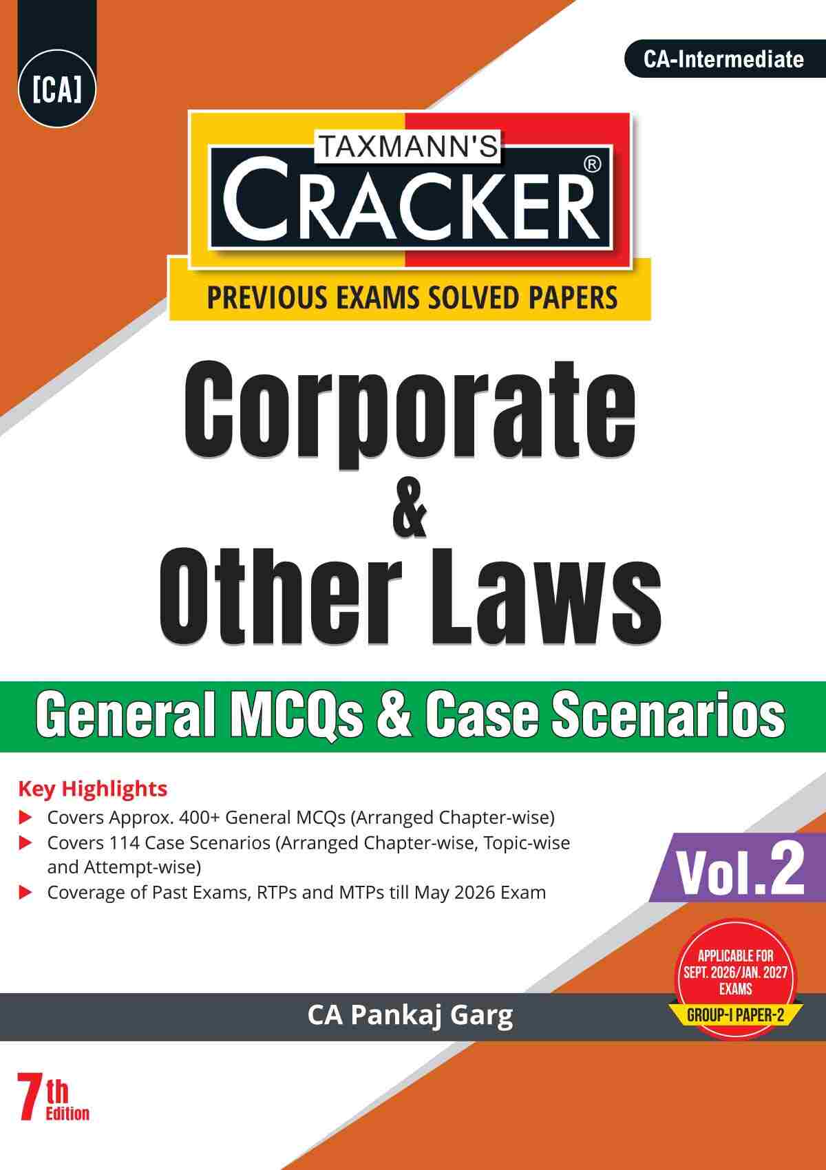 Taxmann Cracker - Corporate & Other Laws for CA Intermediate by CA Pankaj Garg