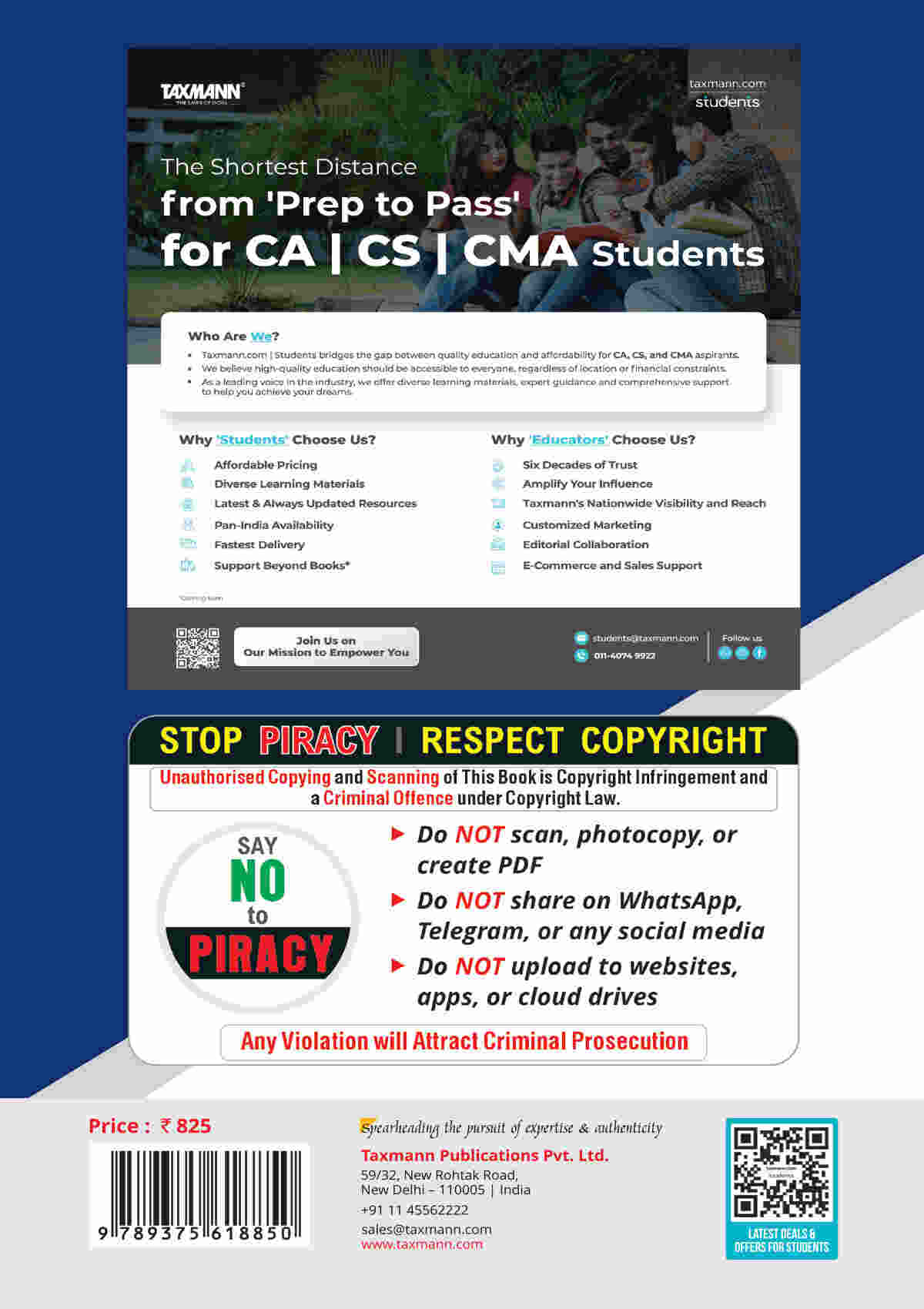 Taxmann Cracker - Cost and Management Accounting book for CA Intermediate by Ravi Chhawchharia, Yash Doctor