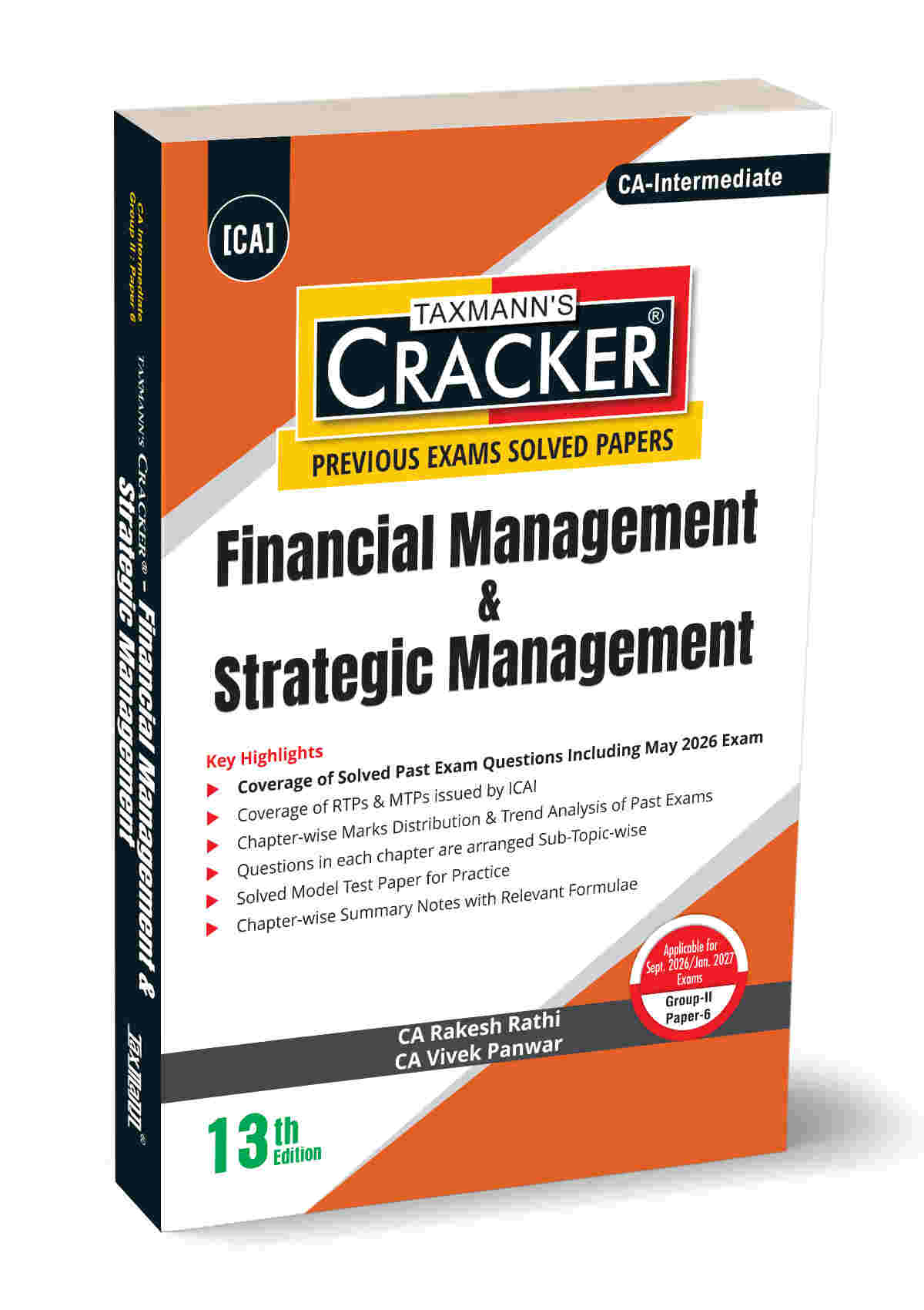 Taxmann Cracker - Financial Management & Strategic Management for CA Inter by CA Rakesh Rathi, CA Vivek Panwar.