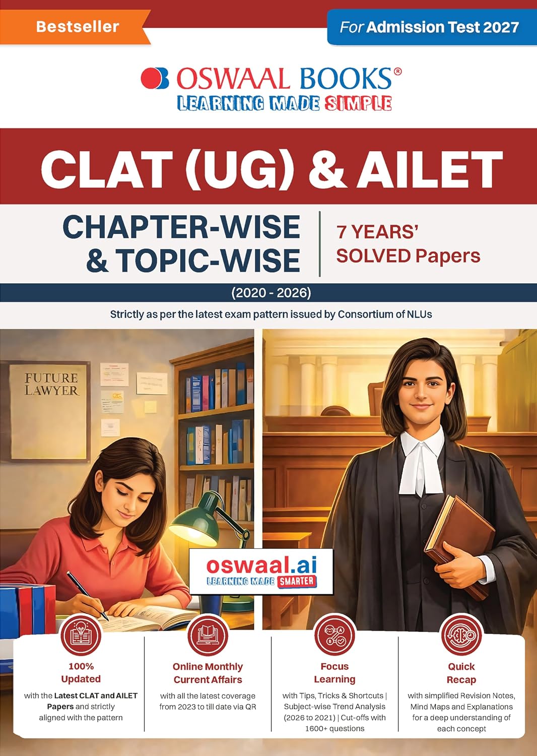 CLAT (UG) and AILET (Chapter-wise and Topic-wise) Solved Papers - Book by Oswaal Books