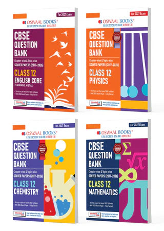 CBSE Question Bank for Class 12 - English Core, Physics, Chemistry & Maths (Set of 4 Books) Chapterwise  and  Topicwise Solved Papers For 2027 Exam By Oswaal Books