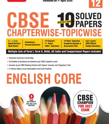 Class 12 CBSE English Core Book (CBSE Champion) - Chapterwise Topicwise Solved Papers - Book By MTG Learning