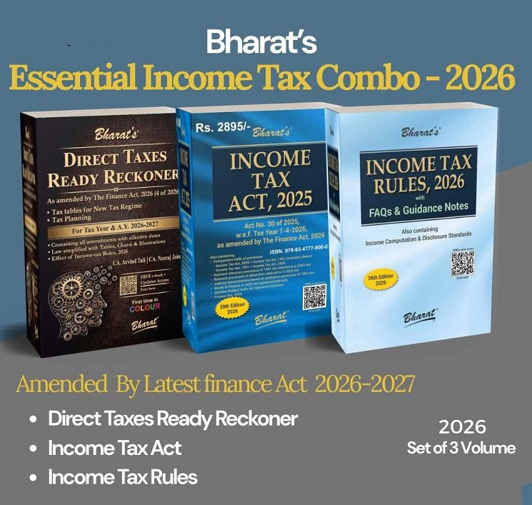 Bharat's Essential Income Tax Combo - Direct Taxes Ready Reckoner , Income Tax Act & Income Tax Rules (Set of 3 Volume) Books