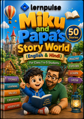 Miku and Papa's Story World (English & Hindi) For Class 1 to 5 Students (50 Bedtime Stories in English & Hindi for Kids Ages 6–11 | Magical Adventures, Moral Lessons, and Family Values) - Book By lernpulse