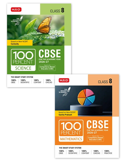 100 Percent For Class 8 CBSE Board Exam - Mathematics and Science (Combo) Books By MTG Learning