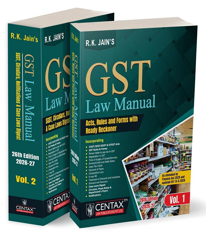 R.K. Jain's GST Law Manual (Set of 2 Volumes) - Books By Centax Publications