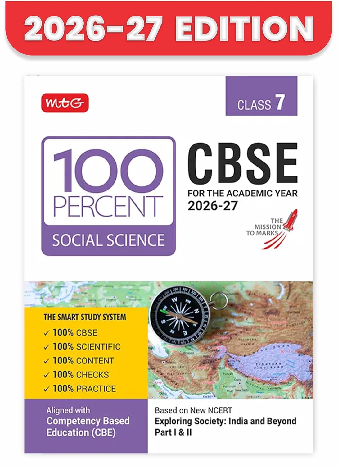 100 Percent NCERT & CBSE Social-Science Part-1 and 2 Class 7 - Book By MTG Learning