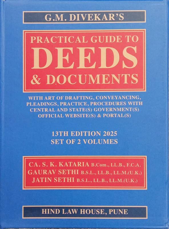 G.M. DIvekar's Practical Guide To Deeds and Documents (Set of 2 Volumes) - Books By Hind Law House