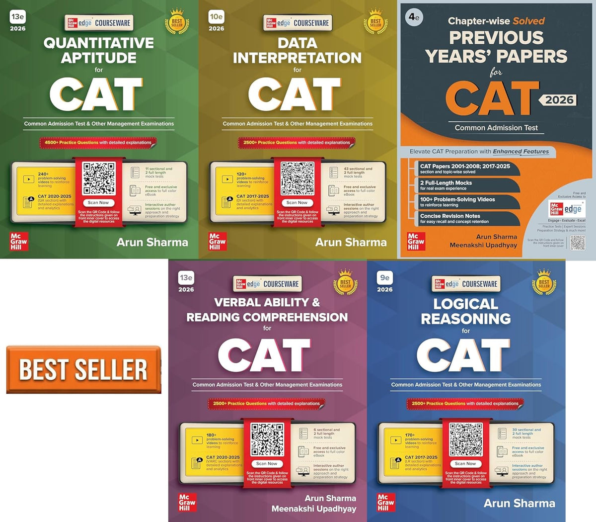 McGraw Hill's CAT Exam QA + LR + DI + Verbal + PYP Combo (Set fo 5) - Books By Arun Sharma & Meenakshi Upadhyay