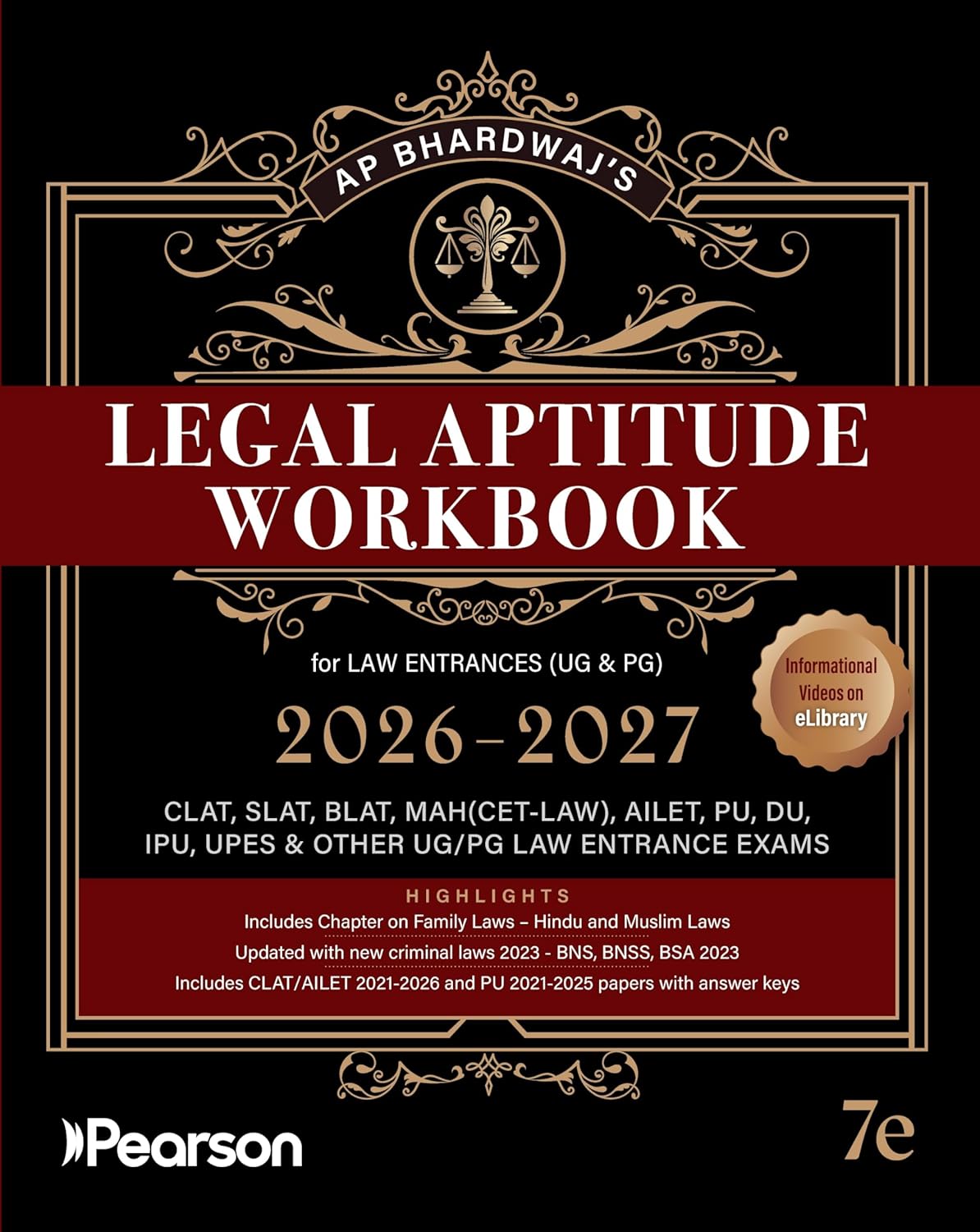 Legal Aptitude Workbook for Law Entrances (UG & PG) - Book By Pearson