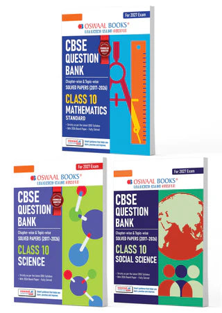 CBSE Question Bank Maths Standard, Science and Social Science (Set of 3 Books) For Class 10 Chapterwise and Topicwise SOLVED PAPERS by Oswaal Books