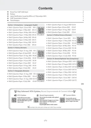 NTA CUET (UG) Previous Years Solved Papers - Humanities Stream (English, History, Geography, Political Science, General Aptitude Test) By Oswaal Books