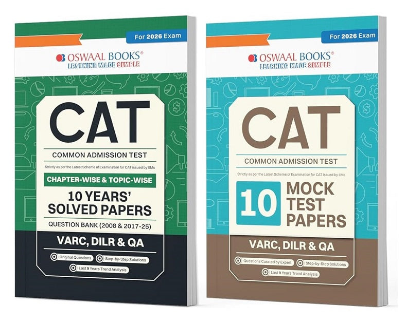 CAT Exam Solved Papers and Mock Test Papers - Set of 2 Books By Oswaal Books
