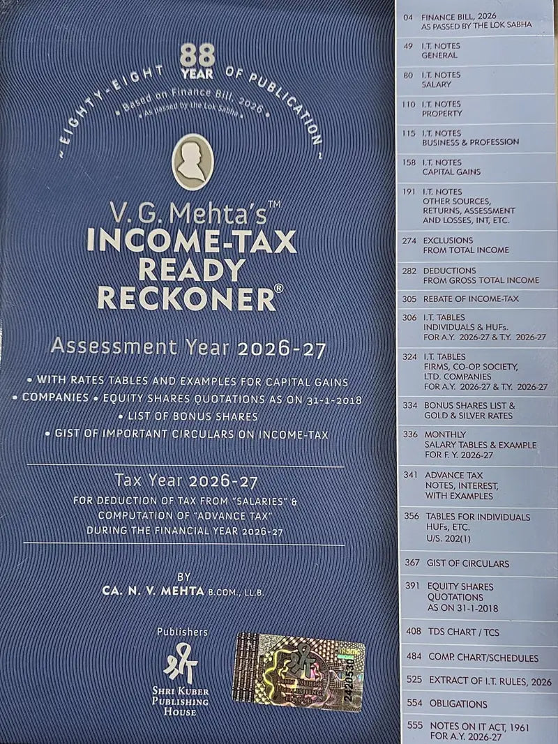 VG Mehta's Income Tax Ready Reckoner By Shri Kuber Publishing House