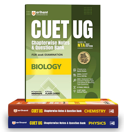 NTA CUET UG 2026 - Physics, Chemistry and Biology Books (Combo) - Chapter wise Notes and Question Bank By Arihant Publication