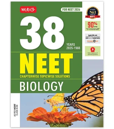 38 Years NEET Biology PYP with Chapterwise Topicwise Solutions for NEET 2026 Exam By MTG Learning