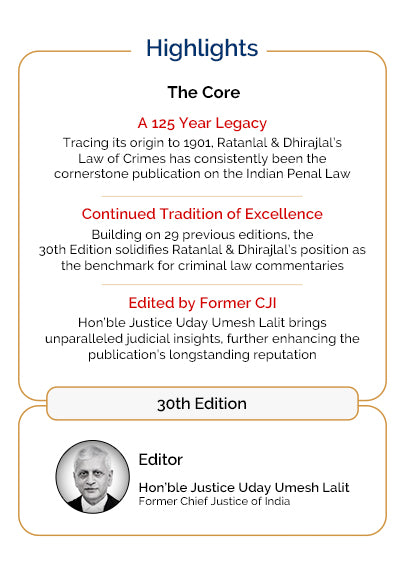 Taxmann's Ratanlal & Dhirajlal's Law of Crimes By Uday Umesh Lalit