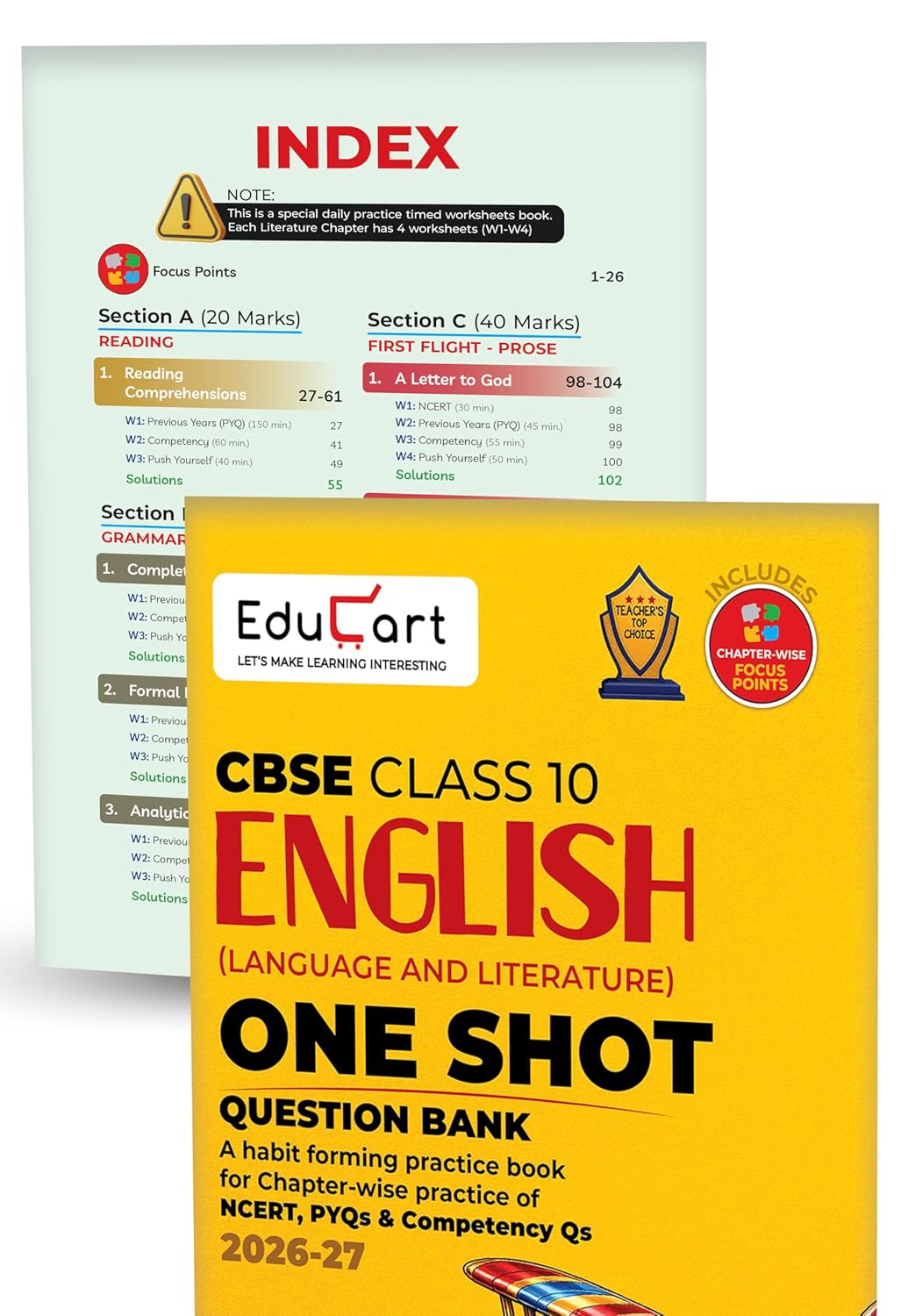 Educart One-shot CBSE Class 10 Question Bank Bundle Books - Science, Mathematics, Social Science and English