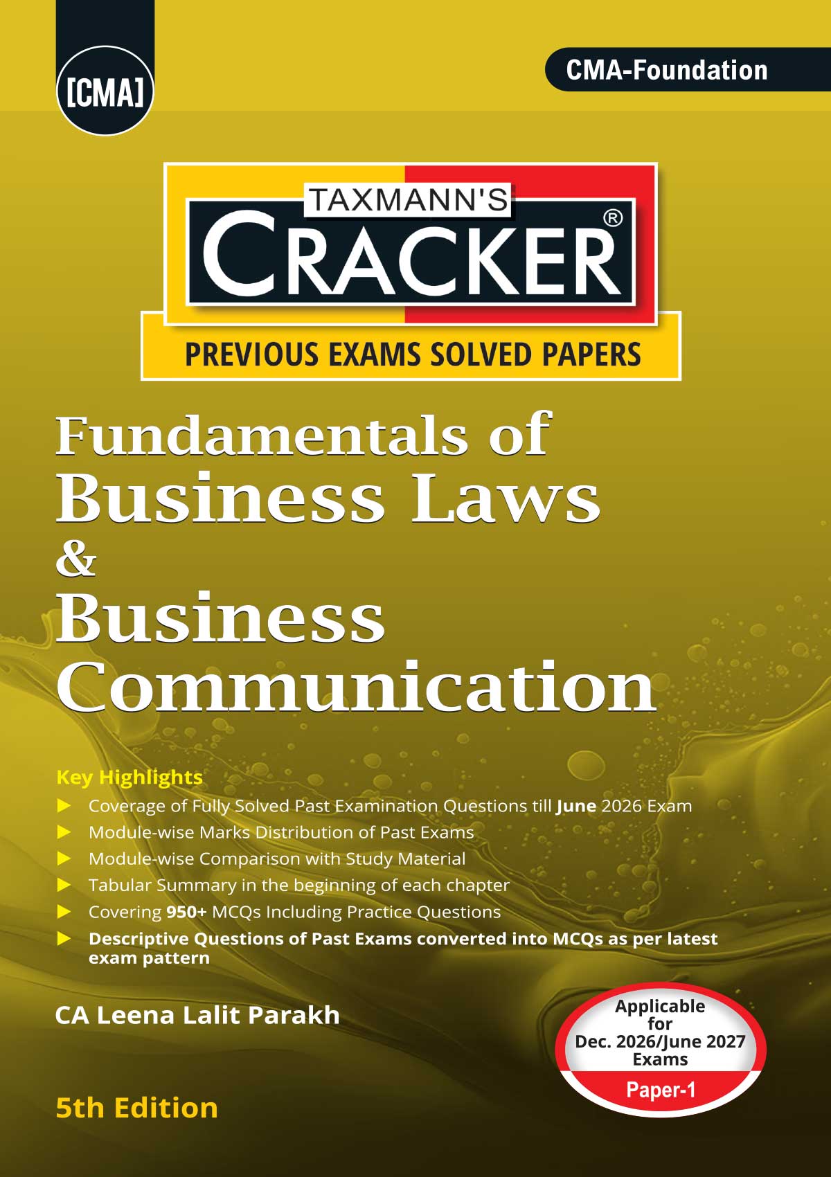 Taxmann Cracker Combo Papers 1 to 4 (FBLC/Law, FFCA/Accounting, FBMS/Maths, and FBEM/Economics) Set of 4 Books for CMA Foundation