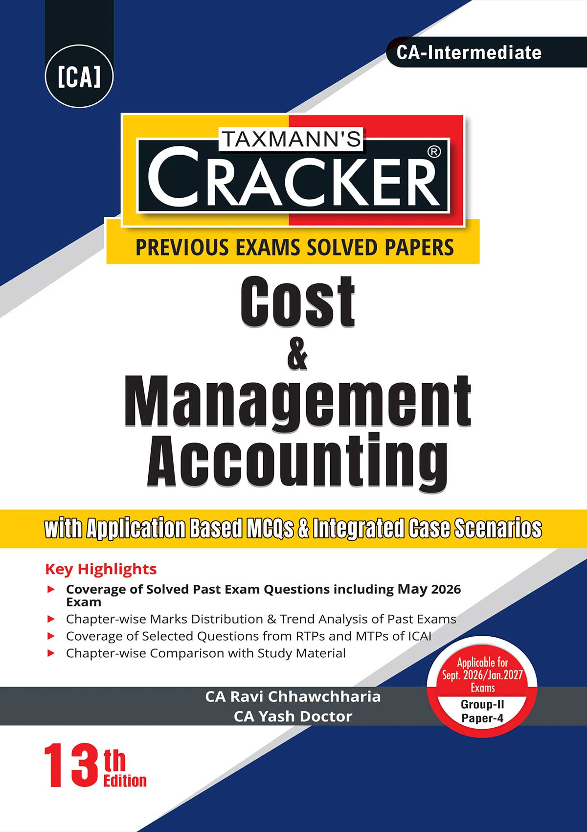 Taxmann Cracker Combo Papers 4 to 6 (CMA, Auditing, and FM SM) Set of 3 Books for CA Inter