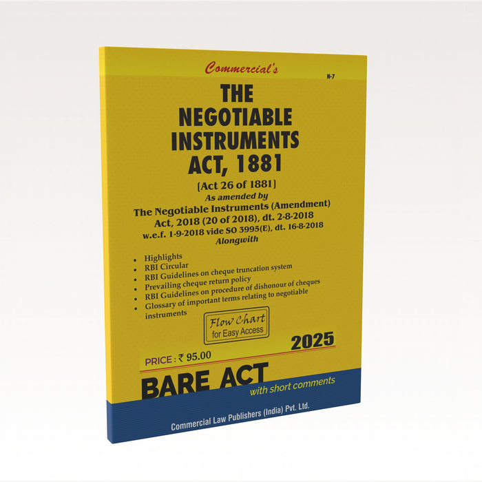 Commercial's Negotiable Instruments Act,1881 As Amended by The Negotiable Instruments (Amendment) Act, 2018 Bare Act book